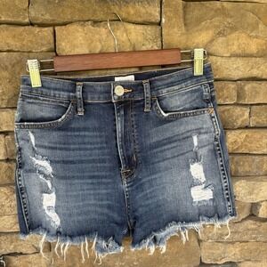 Hudson Denim Shorts Womens 28‎ Soko High Rise Cut-off Distressed Raw Hem